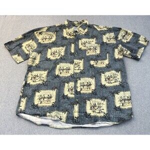 Vintage K.T. Golf Shirt Mens 2X Golf Print Novelty Y2K  Hawaiian Short Sleeve